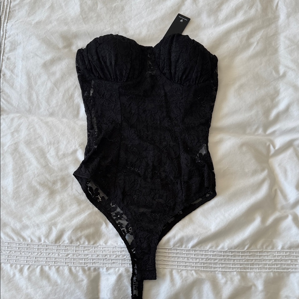 Lulu's Black Lace Bodysuit